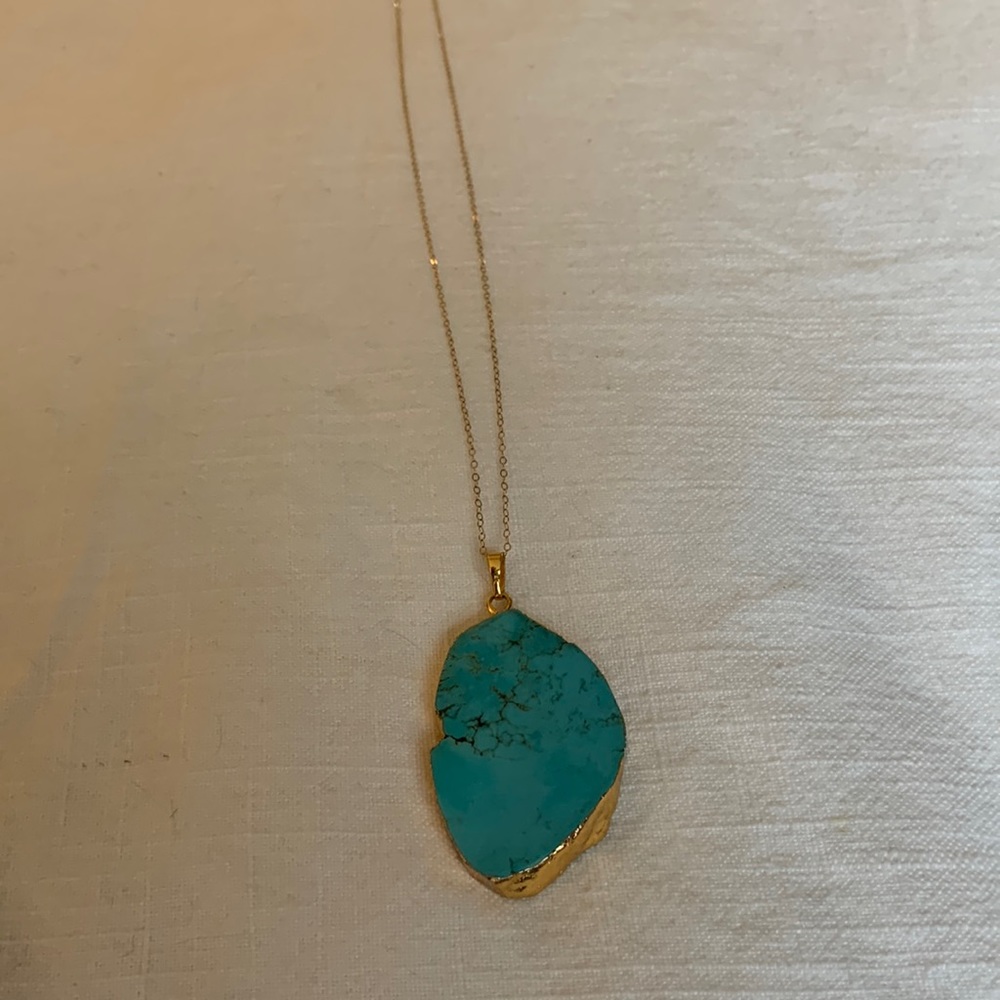 Gold Dipped Turquoise pendant necklace